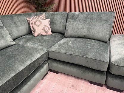 Sofology CAVALLI Style Fabric Open Chaise RHF Corner Sofa + Footstool - RRP £5398