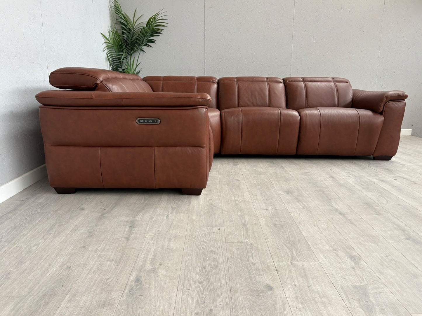 F.V Inca Leather Power Recliner Corner Sofa + Power Headrests - RRP £4095