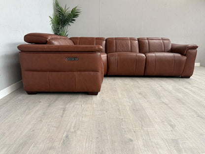 F.V Inca Leather Power Recliner Corner Sofa + Power Headrests - RRP £4095