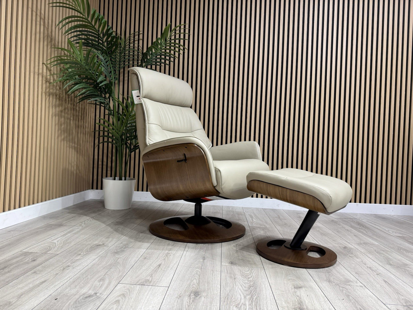 Furniture Village Tallinn Leather Swivel Chair and Footstool - RRP £1395