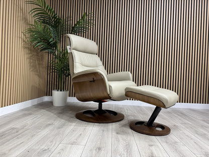 Furniture Village Tallinn Leather Swivel Chair and Footstool - RRP £1395