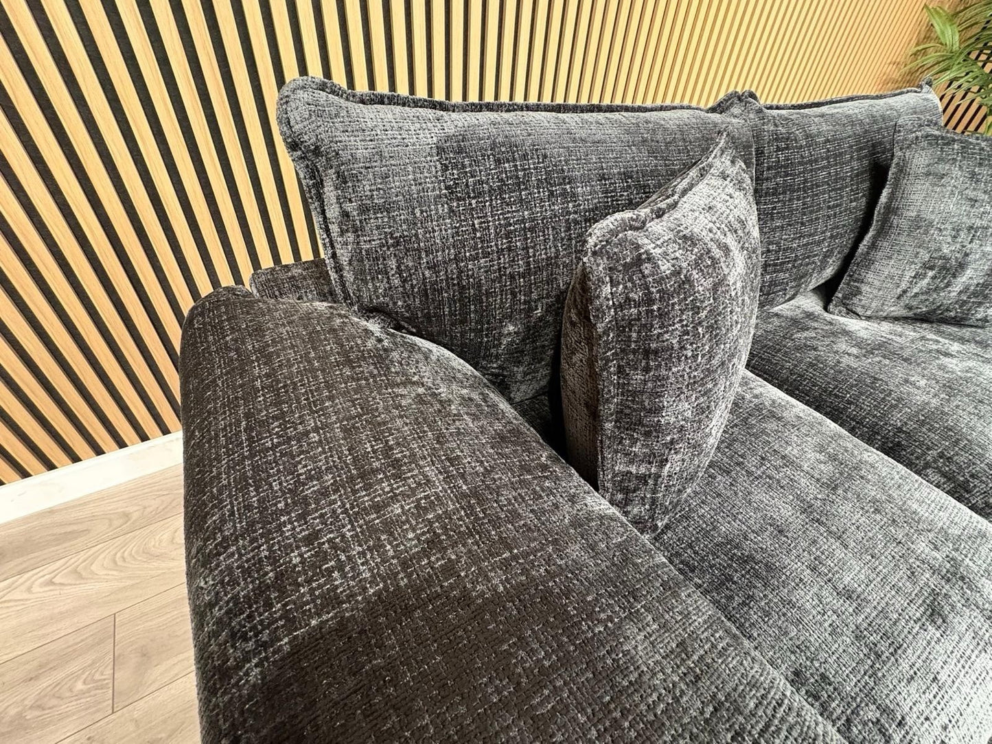 SOLICE Fabric 3 Seater + 2 Seater Sofa Set, Black - RRP £2,498