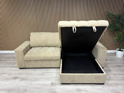 MONACO Premium Fabric RHF or LHF Chaise Sofa Bed with Storage - RRP £1549