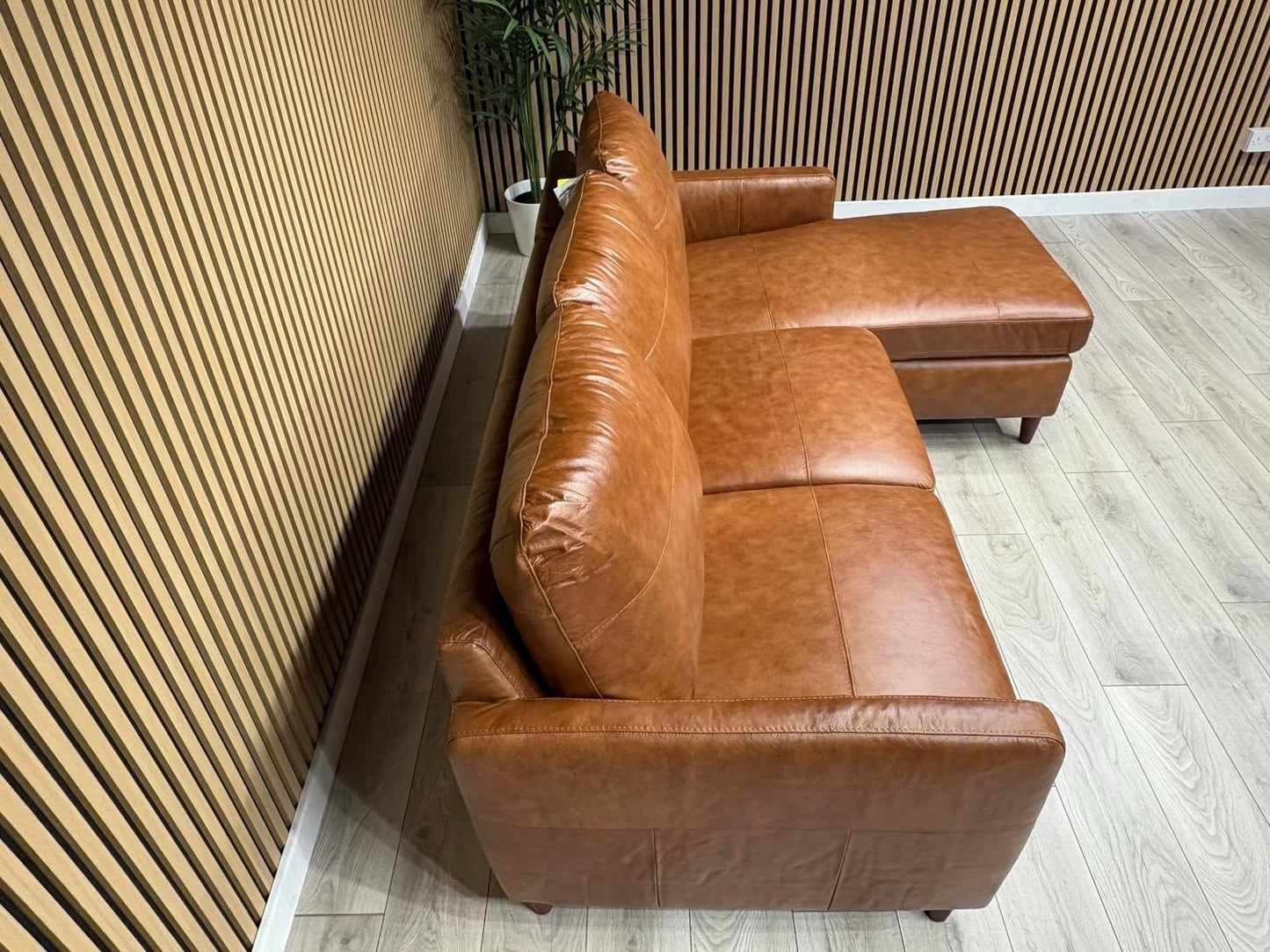 John Lewis BAILEY Style RHF Leather 3 Seater Chaise End Sofa, Tan - RRP £3,449