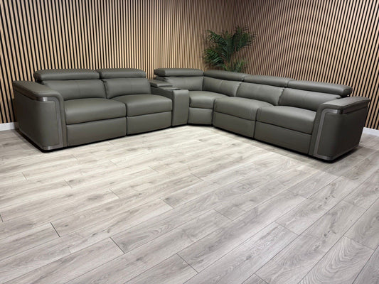 Sofology PLAZA style Leather 2c2 Power Recliner Sofa + Console - RRP £4699