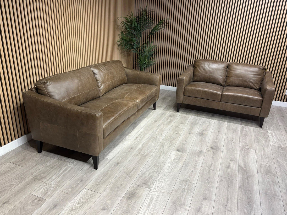 John Lewis BAILEY Style Leather 3 + 2 Seater Sofa Set, Chestnut - RRP £3978