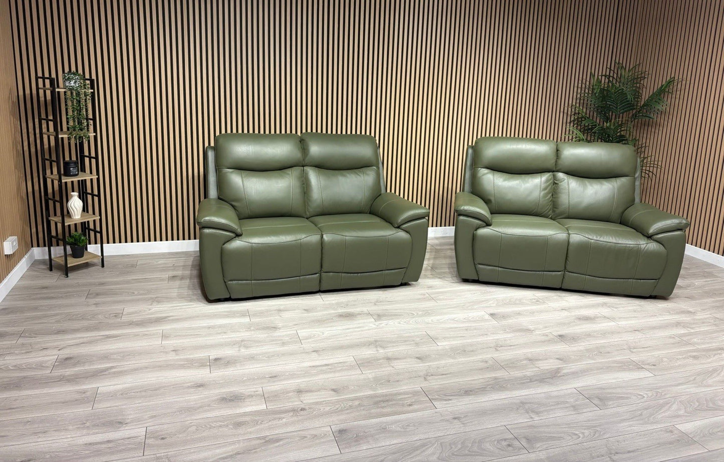 Furniture Village - SLOANE Leather 2 x 2 Seater Sofa Set, Oslo Pine - RRP £2,190