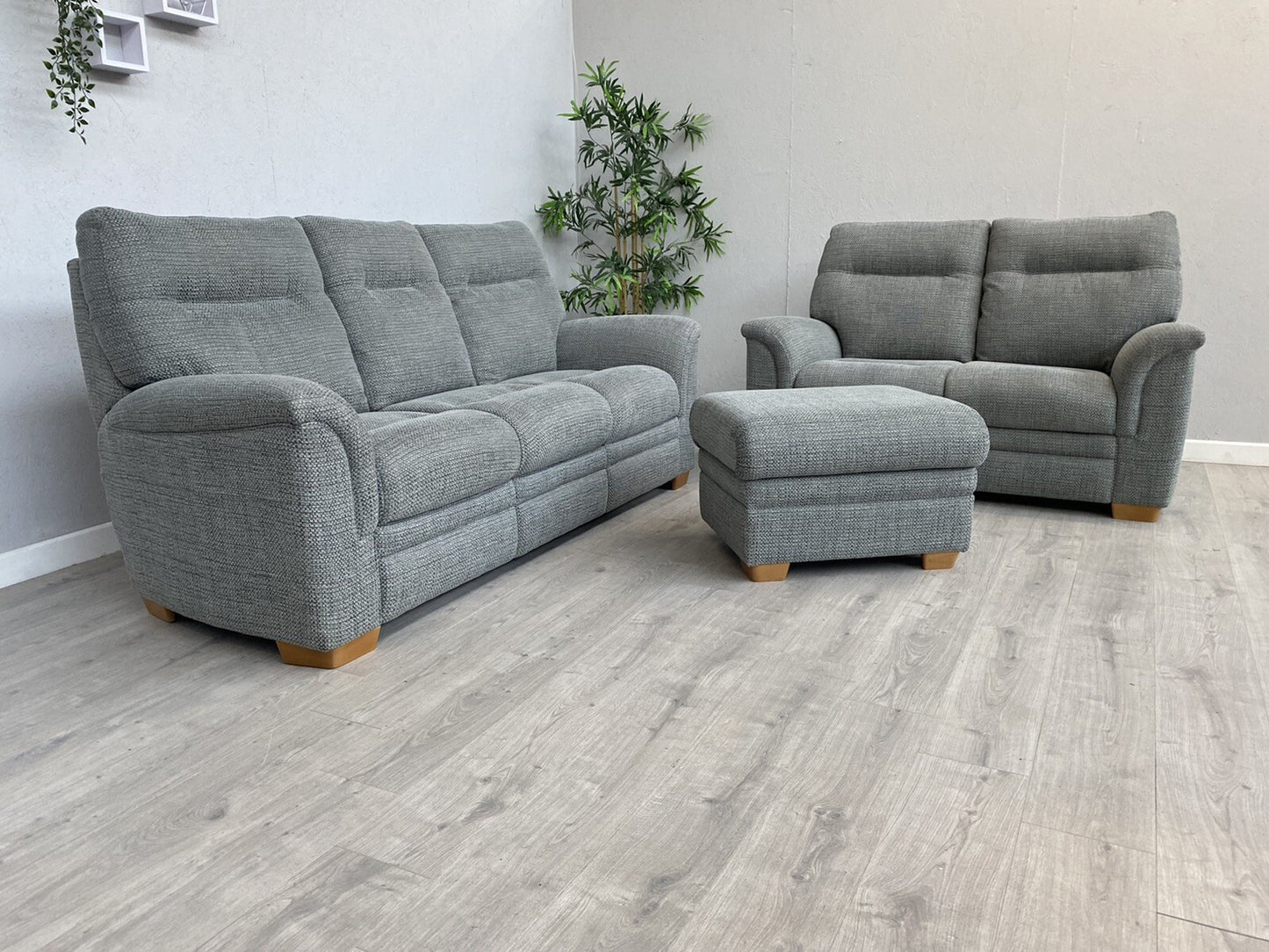 Parker Knoll - HUDSON 23 Fabric 3 Seater + 2 Seater Sofas + Stool - RRP £5,215