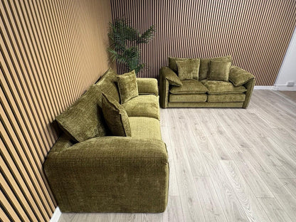SOLICE Fabric 3 Seater + 2 Seater Sofa Set, Green - RRP £2,498