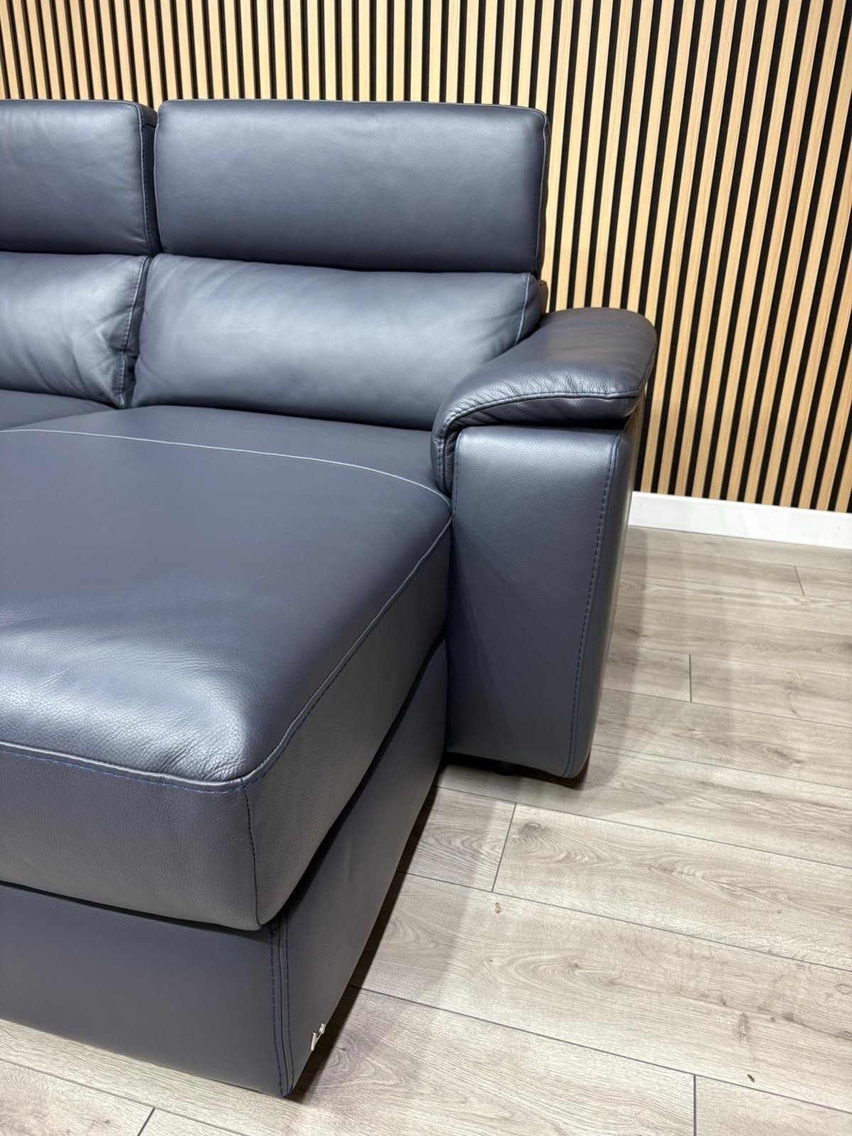 Furniture Village - Nicoletti DAVIDE Leather XL Chaise Sofa + Stool - RRP £6,040