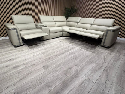 Sofology PLAZA style Leather 2c2 Power Recliner Sofa + Console - RRP £4699
