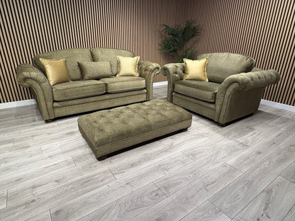 A&J Victoria Fabric 3 Seater Sofa + Love Chair + Footstool Set - RRP £4897