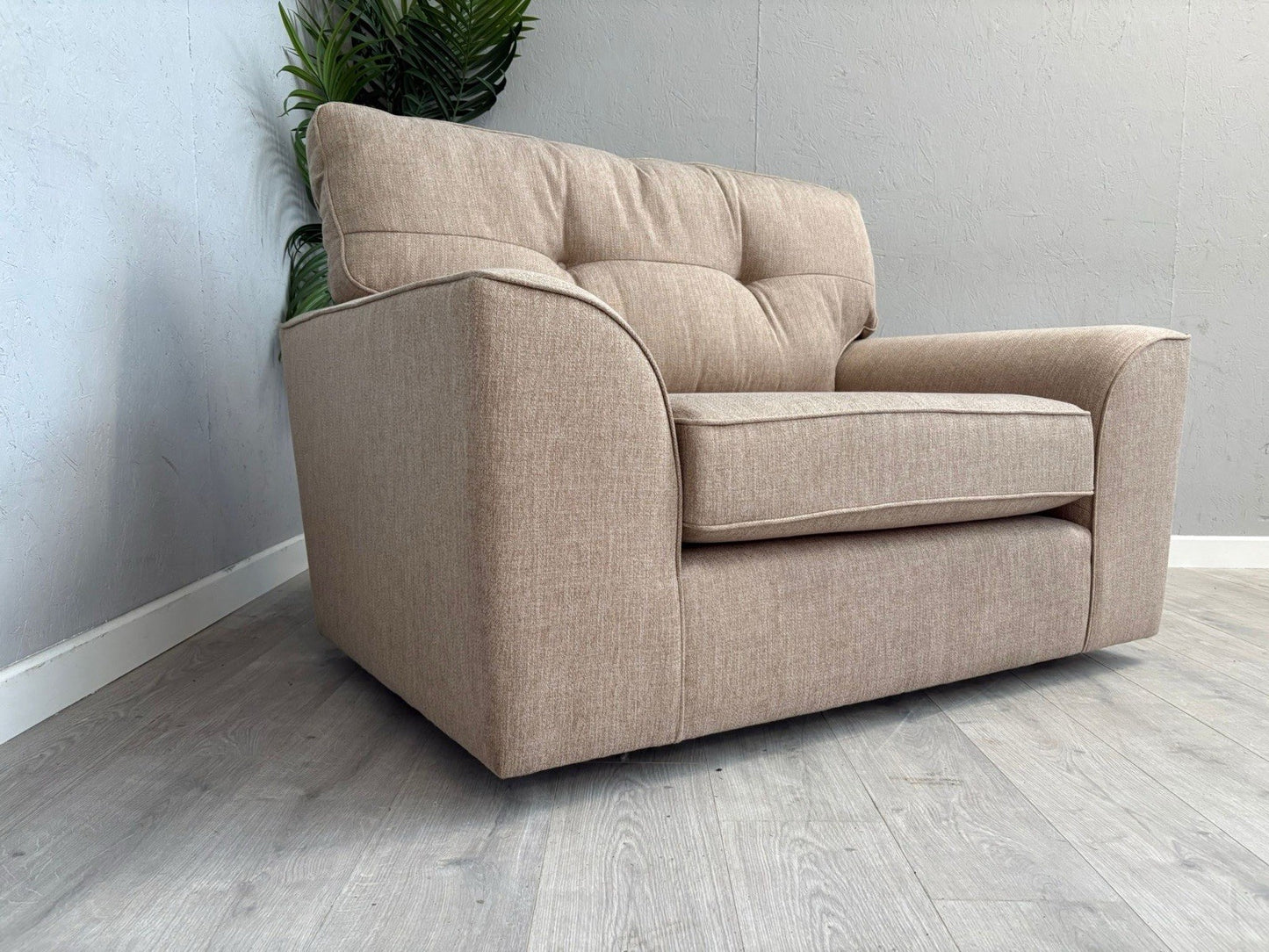 NEXT - Stamford Fabric Button Back Snuggler Armchair, Mid Natural - RRP £899