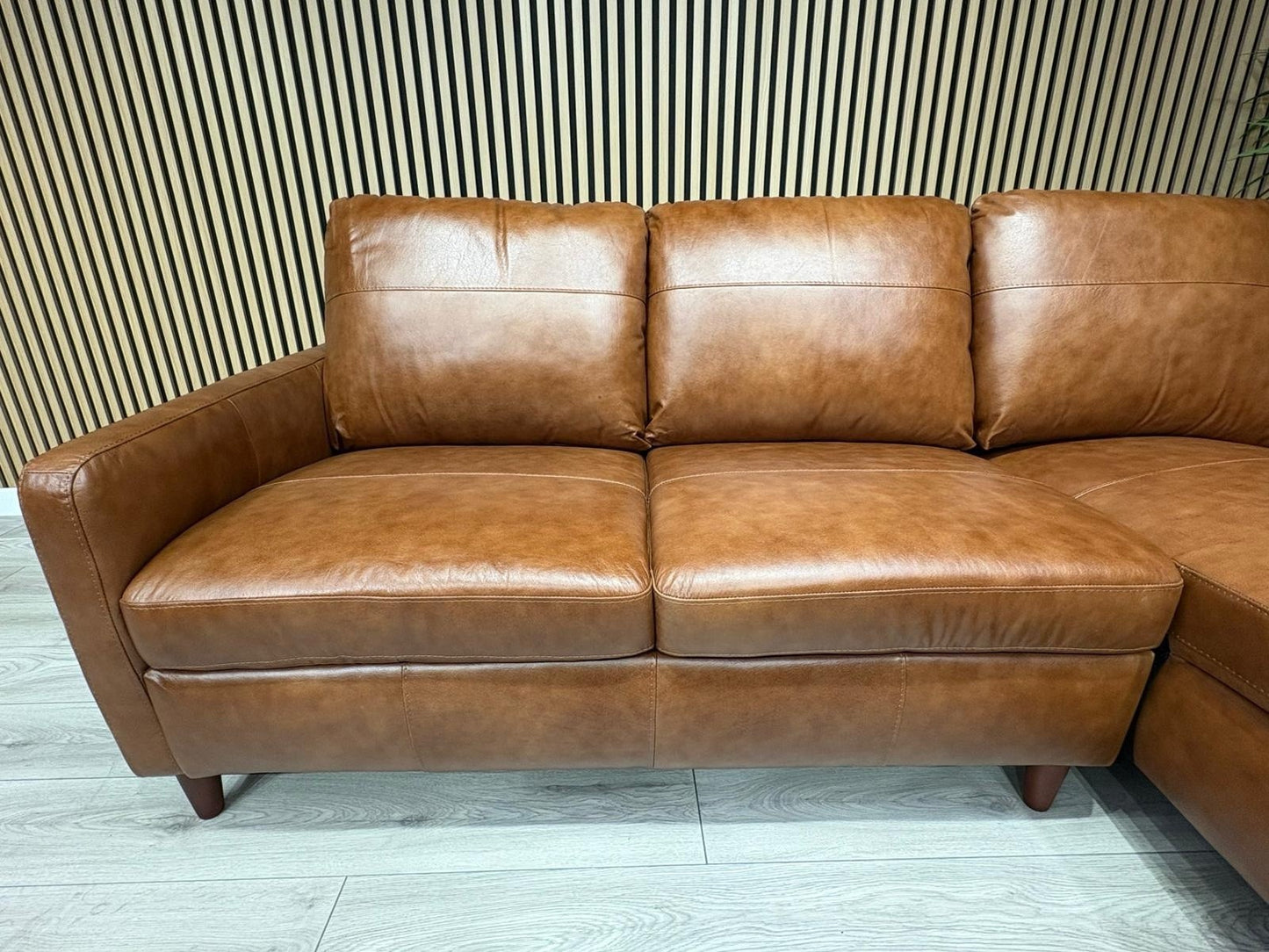 John Lewis BAILEY Style RHF Leather 3 Seater Chaise End Sofa, Tan - RRP £3,449