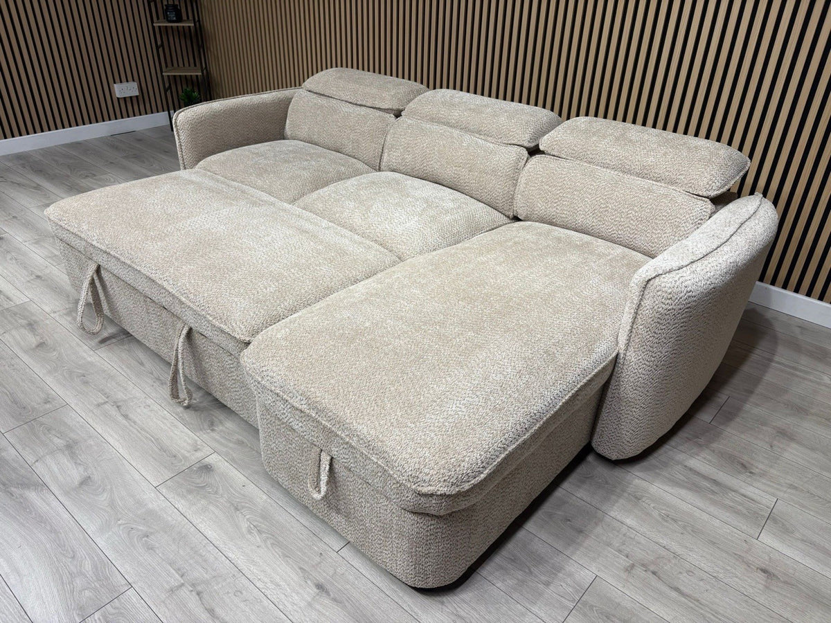 WINDSOR Premium Fabric LHF or RHF Chaise Sofa Bed with Storage - RRP £1399