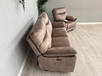 DFS - FAXON Fabric 3 Seater Sofa + Armchair, Power Recliner Sofa Set - RRP £1548
