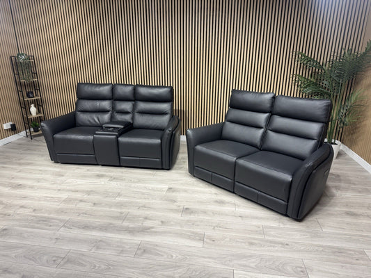 SCS  Cleveley Leather 2+2 Seater Power Recliner/Headrests + Console  - RRP £2898
