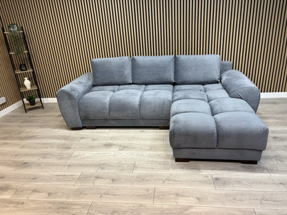 AZZURO Premium Fabric RHF Corner Chaise Sofa Bed with Storage, Grey - RRP £1,799