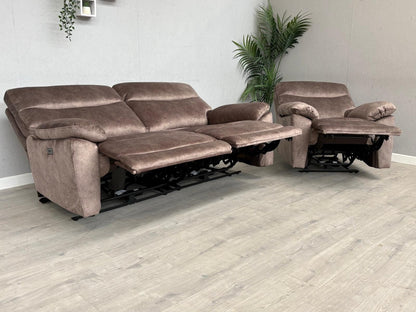 DFS - FAXON Fabric 3 Seater Sofa + Armchair, Power Recliner Sofa Set - RRP £1548