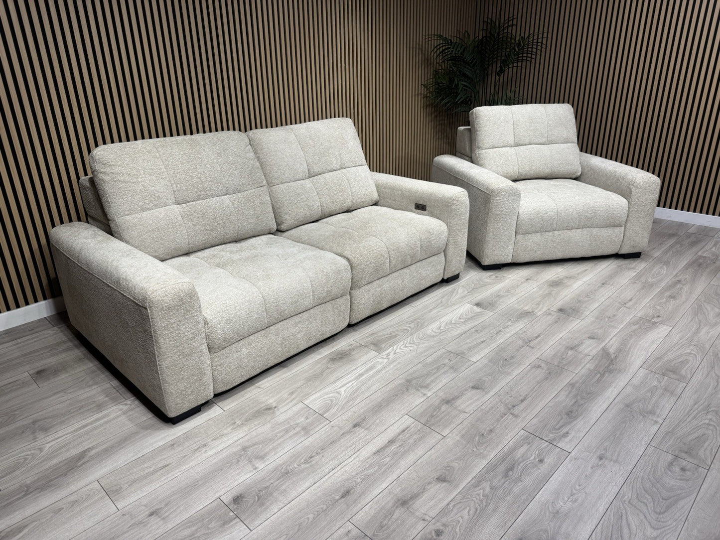 DFS Una 3 Seater Sofa + Love Chair Power Slider Set RRP £2398