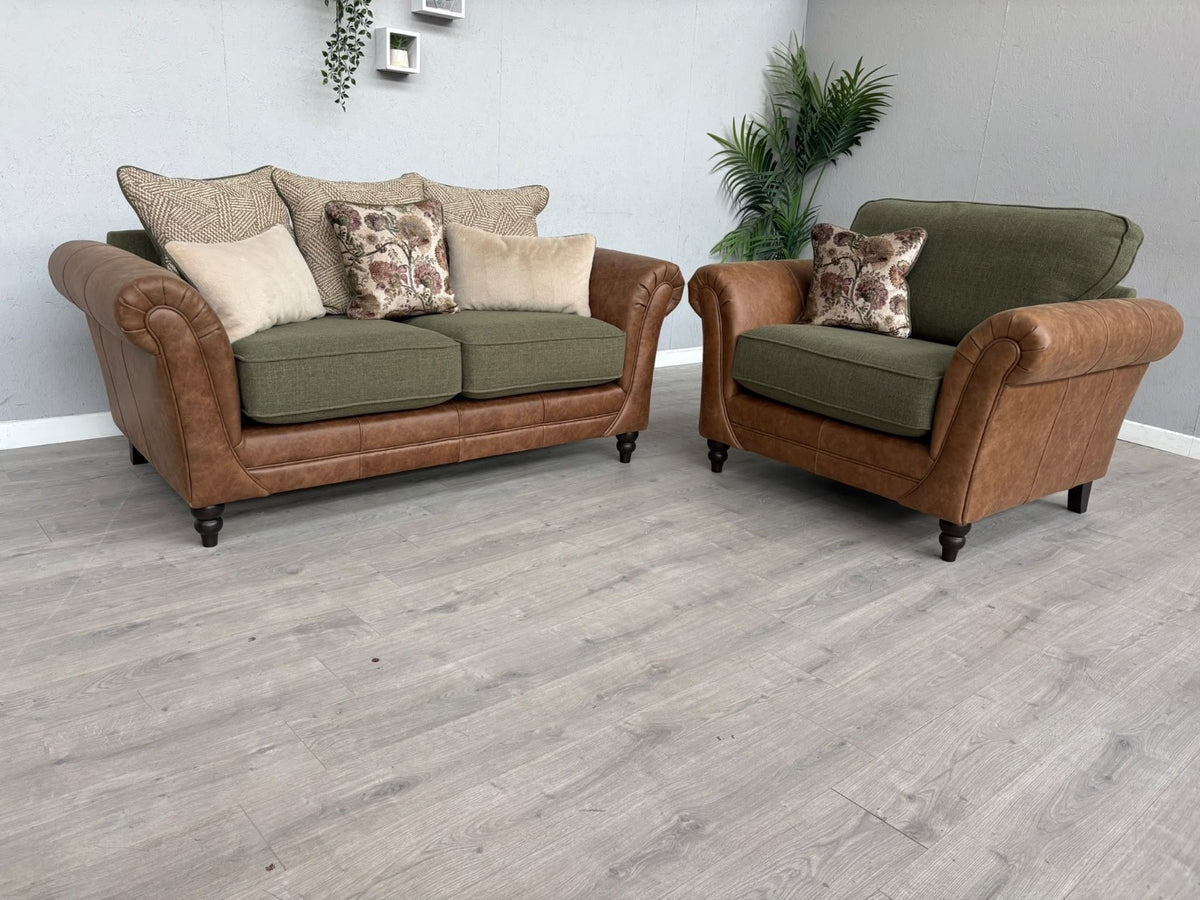 CHATSWORTH Farmhouse Style Fabric 2 Seater Sofa + Love Chair Set RRP £3390