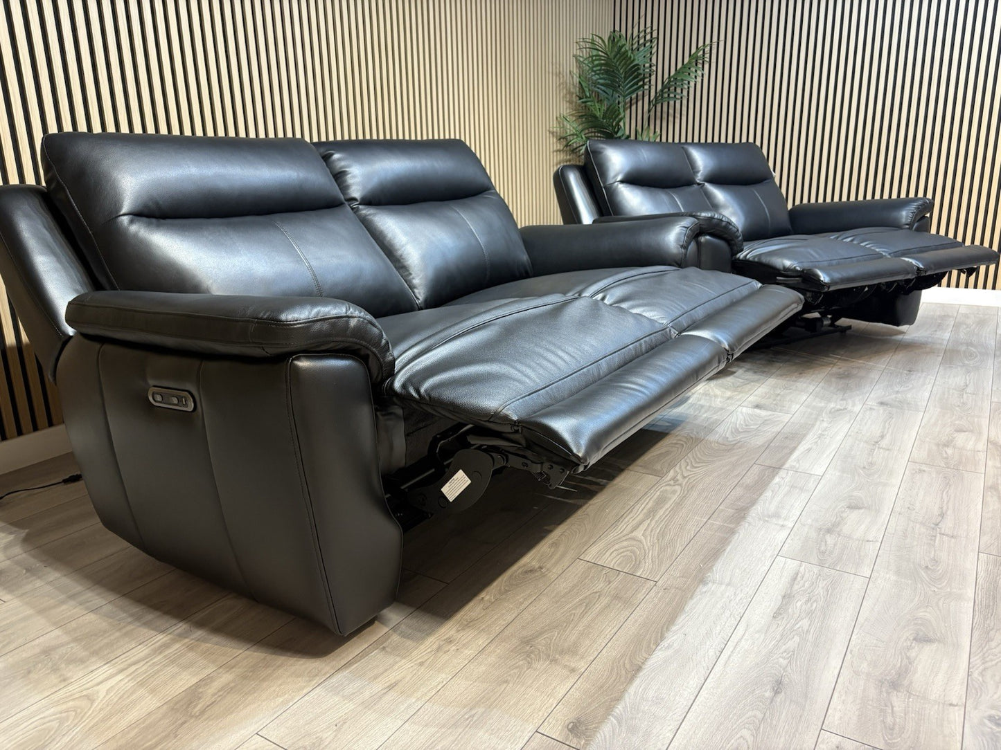NAVONA 3 Seater + 2 Seater Leather Sofa Set, Power Recliners - RRP £3,498