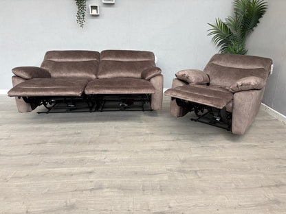 DFS - FAXON Fabric 3 Seater Sofa + Armchair, Power Recliner Sofa Set - RRP £1548