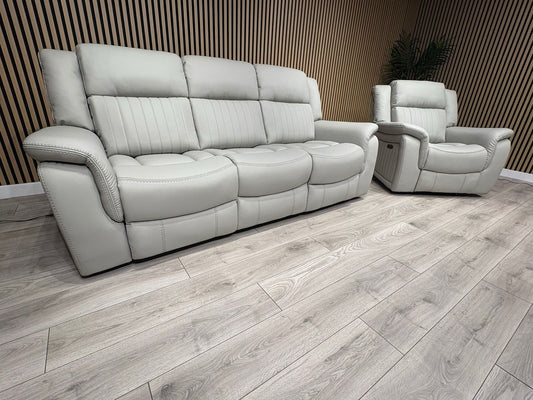 DOMINO Leather 3 Seater Sofa + Armchair Set, Power Recliners - RRP £2,795