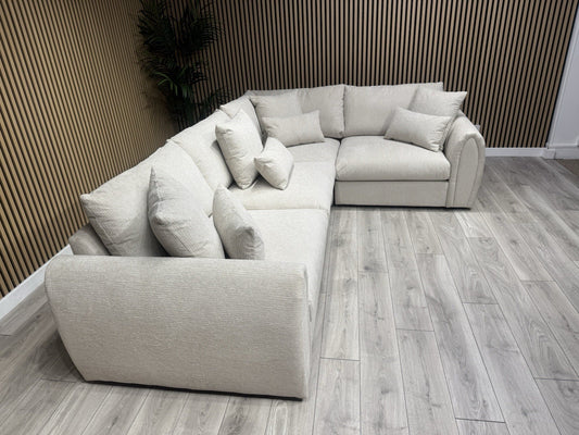 Sofology MARBLE ARCH Style Fabric RHF Corner Sofa, Cream - RRP £3,599