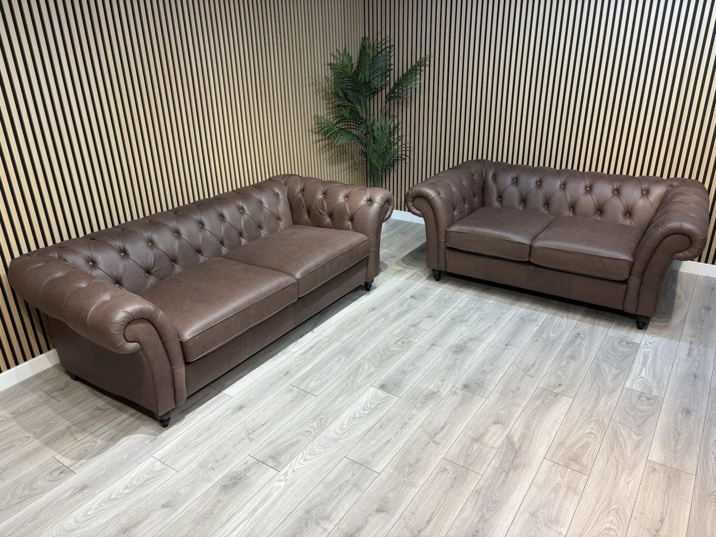 Next GOSFORD Leather Chesterfield Large 3 Seater + 2 Seater Sofa Set - RRP £5490