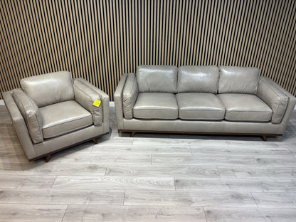 John Lewis Sample VALENCIA 3 Seater + Armchair Leather Sofa Set - RRP £4,198