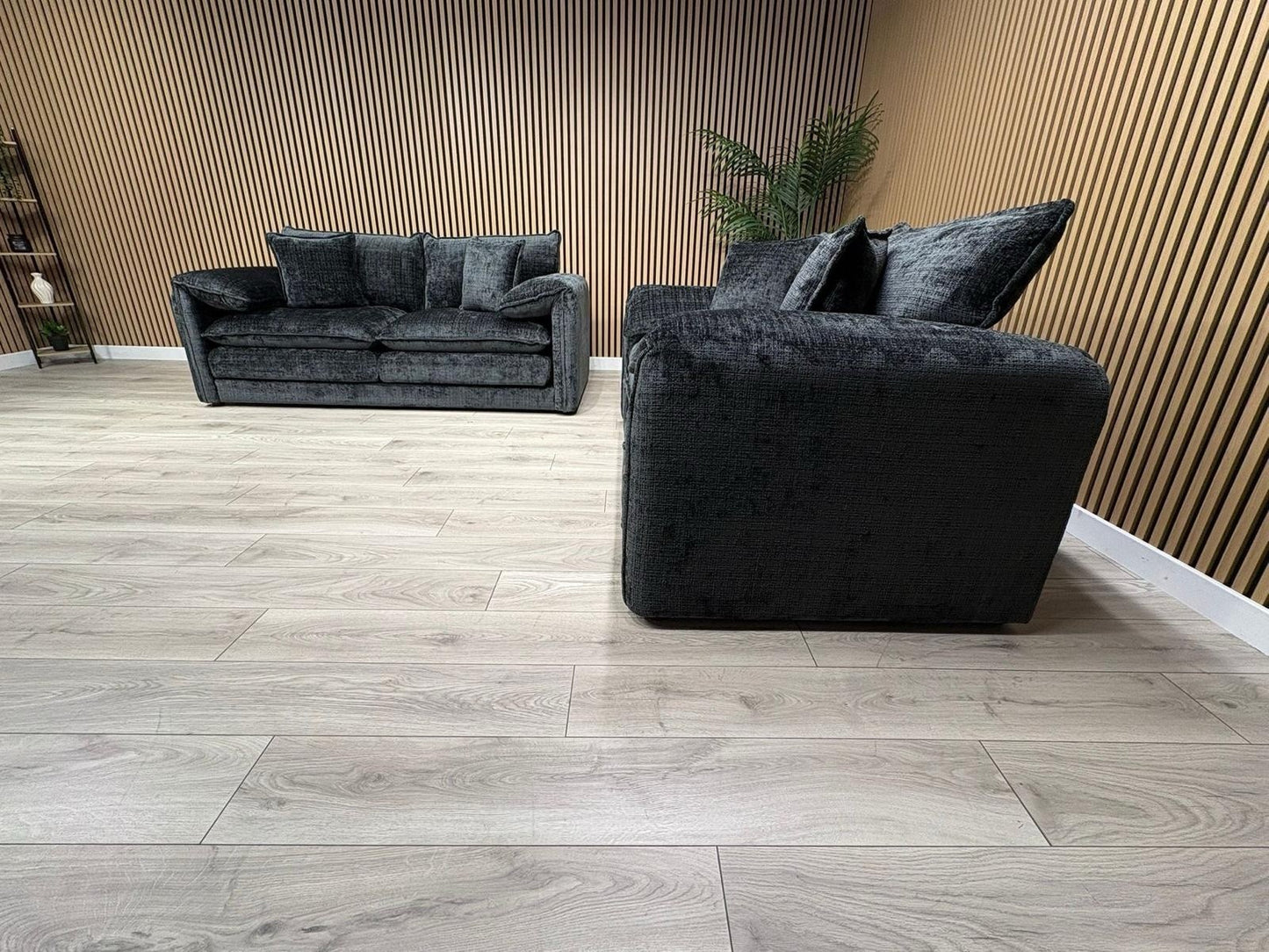 SOLICE Fabric 3 Seater + 2 Seater Sofa Set, Black - RRP £2,498