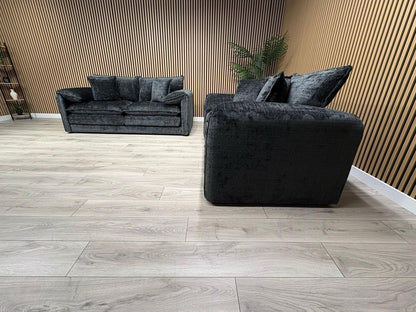 SOLICE Fabric 3 Seater + 2 Seater Sofa Set, Black - RRP £2,498