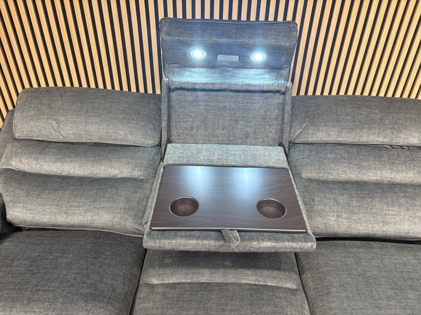DFS New Lawson Power Recliner 3+2 Seater Sofa Set + Fold Down Table - RRP £2498