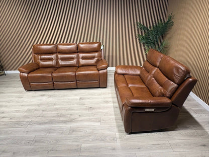 Kingsbury Premium Leather 3+2 Seater Power Recliner Sofa Set - RRP £3898