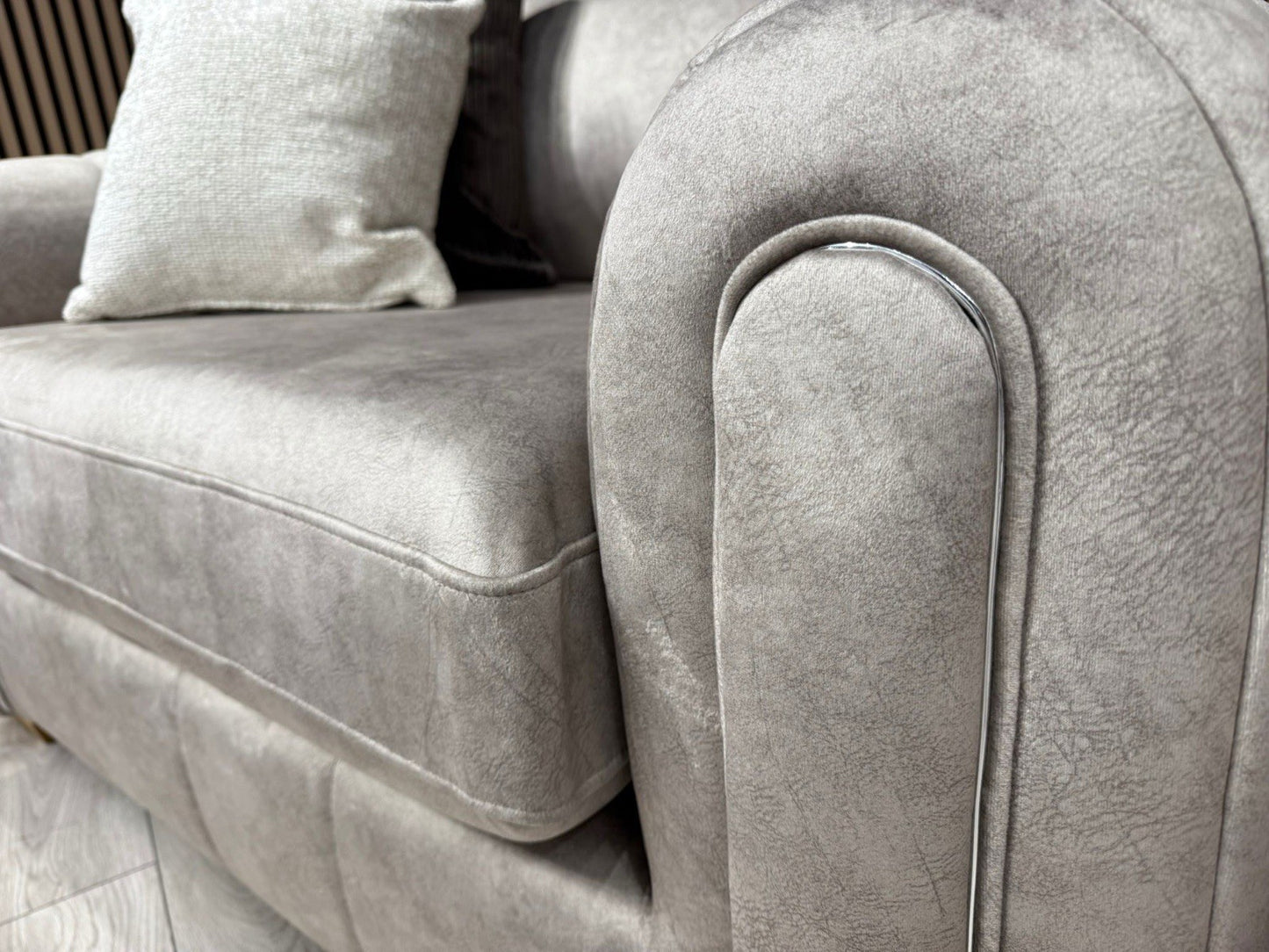 DEVINE Glamour Large Fabric 4 Seater Sofa + Love Chair Armchair - RRP £2,598