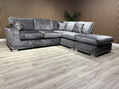 Deluxe Fabric Open End Chaise Corner Sofa + Footstool - RRP £2799
