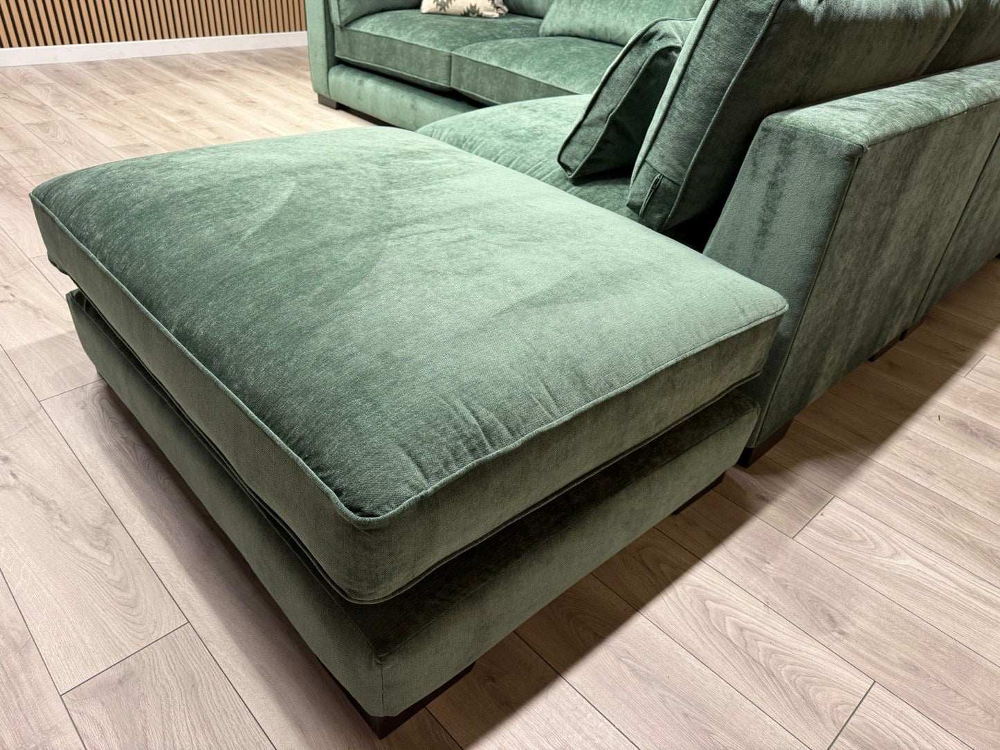 Sofology CAVALLI Style Fabric Open Chaise RHF Corner Sofa + Footstool - RRP £5398