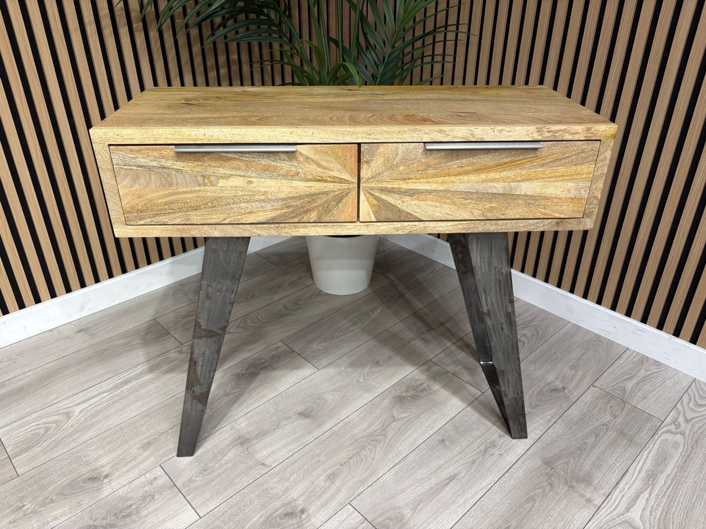 NEXT Sample - Geo Mango Wood 2 Drawer Console Table - RRP: £650