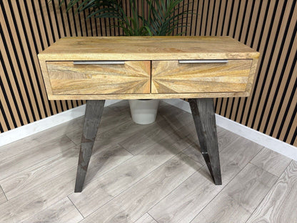 NEXT Sample - Geo Mango Wood 2 Drawer Console Table - RRP: £650