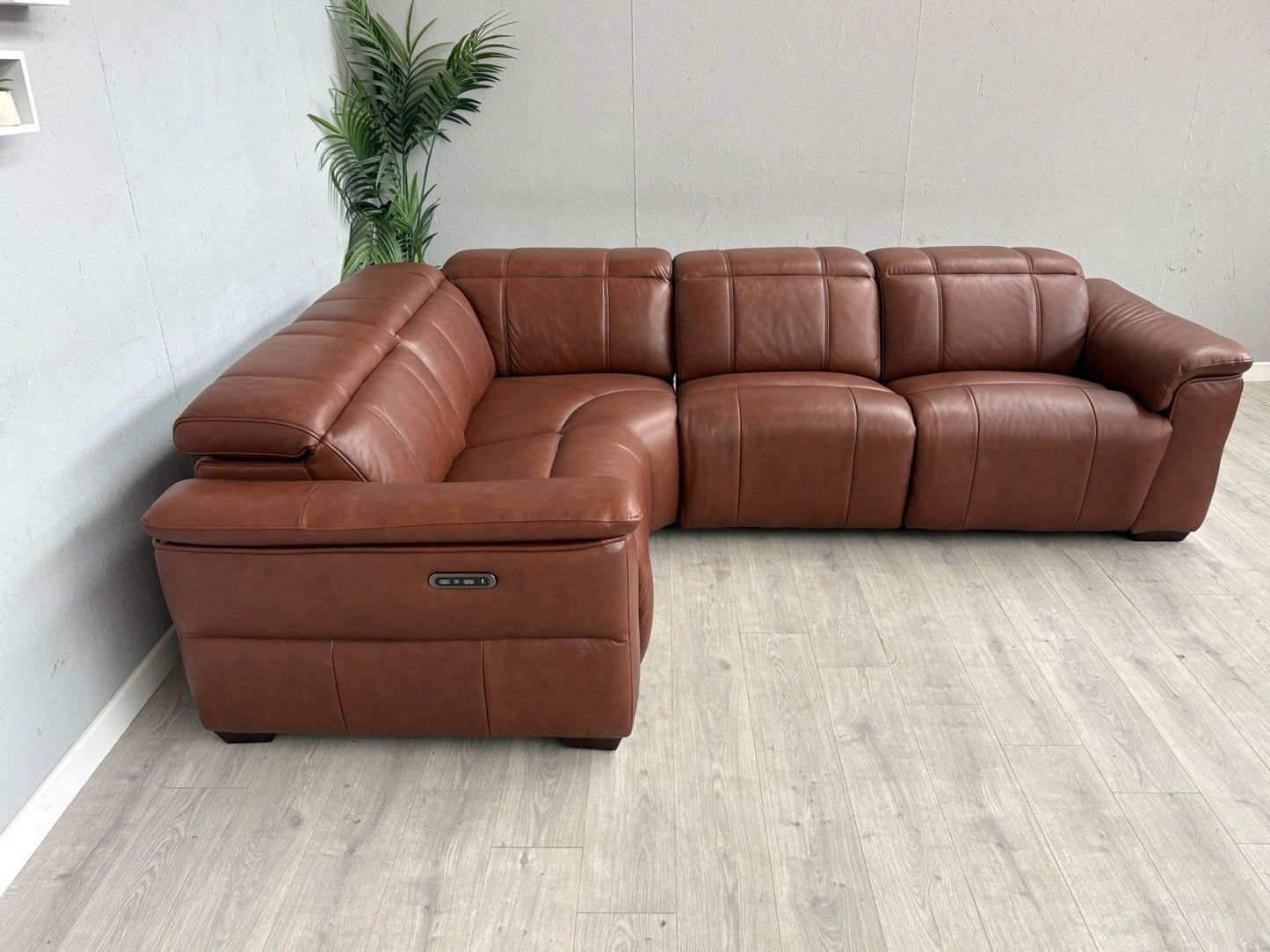 F.V Inca Leather Power Recliner Corner Sofa + Power Headrests - RRP £4095