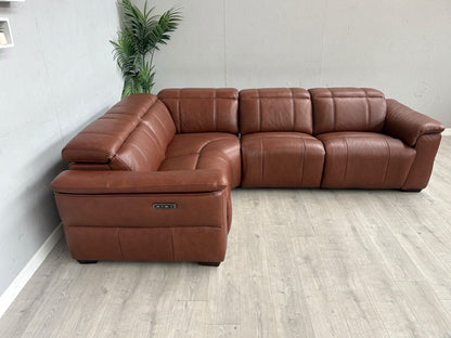 F.V Inca Leather Power Recliner Corner Sofa + Power Headrests - RRP £4095