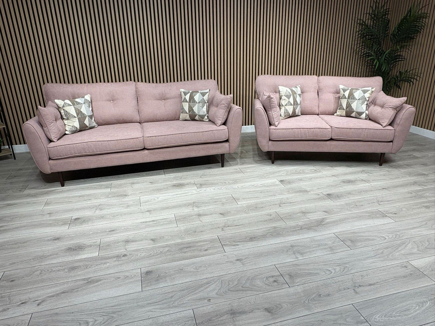 DFS - Zinc 3 & 2 Fabric Seater Sofa Set RRP £1799 Pink