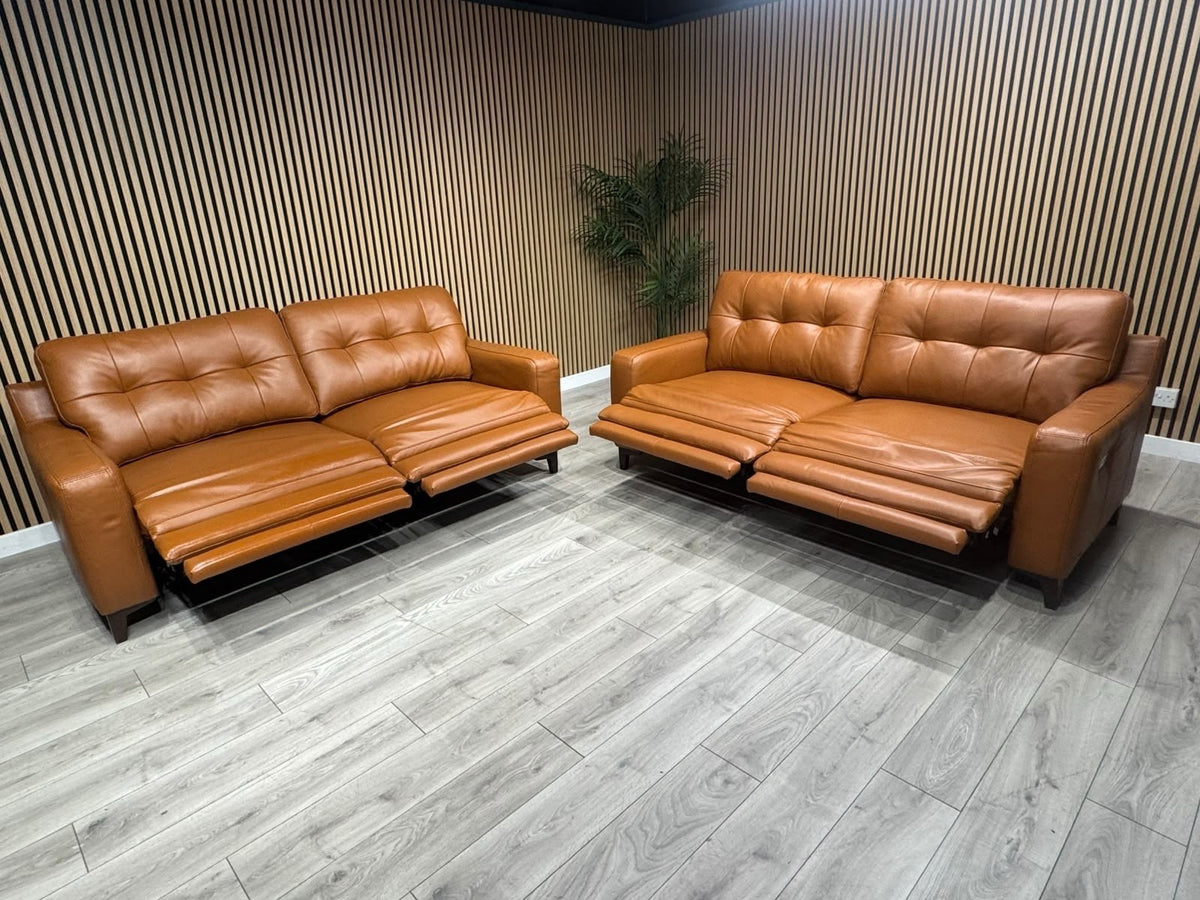 ScS Poltronesofa RUFFIO Leather 2 x 3 Seater Power Recliner Sofa Set - RRP £4498