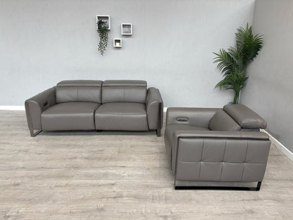 Furniture Village GISELLA Leather 3 Seater Sofa + Armchair Power Set - RRP £4390