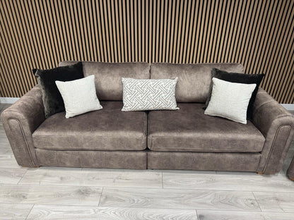 DEVINE Glamour Large Fabric 4 Seater Sofa, Chocolate - RRP £1395