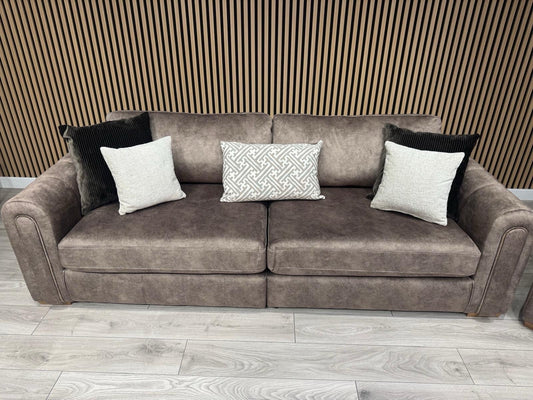 DEVINE Glamour Large Fabric 4 Seater Sofa, Chocolate - RRP £