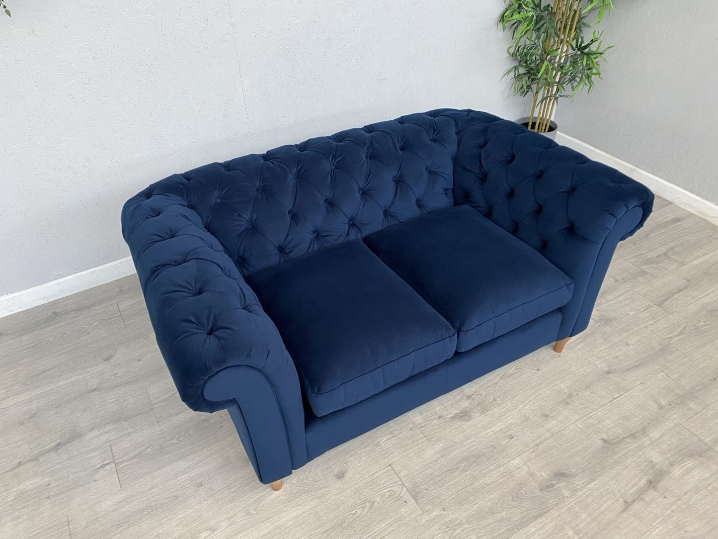 John Lewis - CROMWELL Chesterfield Fabric 2 Seater Sofa, Plush Navy - RRP £1,349
