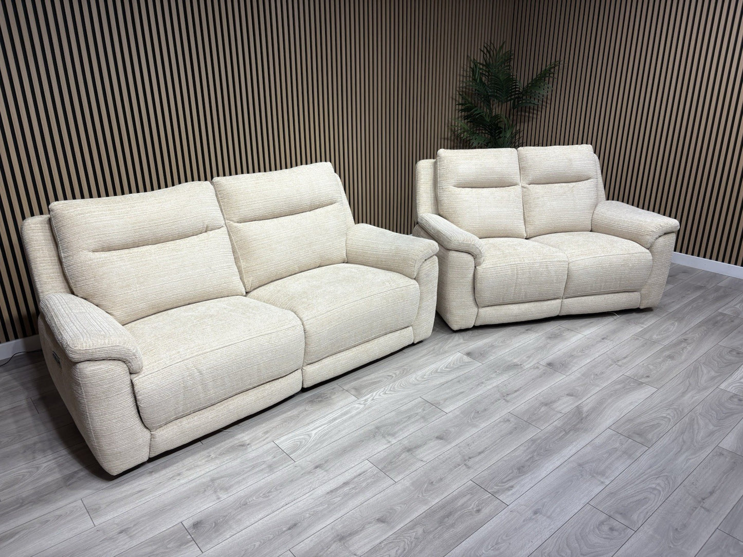 NAVONA 3 Seater + 2 Seater Fabric Sofa Set, Power Recliners - RRP £3,298