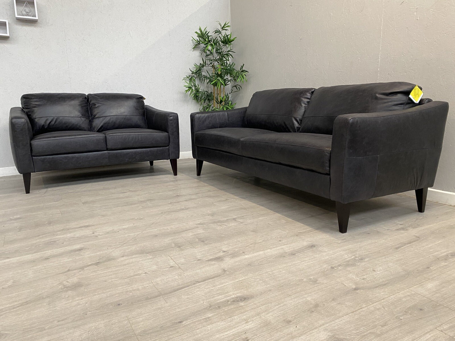 John Lewis BAILEY Style Leather 3 Seater + 2 Seater Sofa Set, Black - RRP £3,498